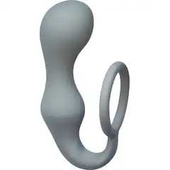  Серое эрекционное кольцо с анальной пробкой Double Pleasure Anal Plug 