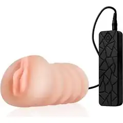  Мастурбатор-вагина REALSTUFF VIBRATING MASTURBATOR PUSSY с 10 режимами вибрации и проводным пультом 