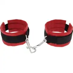  Красно-чёрные полиуретановые наручники Luxurious Handcuffs 