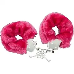  Красные меховые наручники с ключиками Furry Handcuffs 