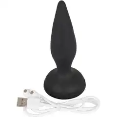  Чёрная вибропробка Vibro-Butt Plug with a Suction Cup 13,6 см 