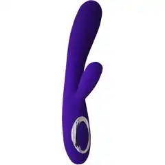  Фиолетовый вибратор Alpha с клиторальным отростком и нагревом 19 см 
