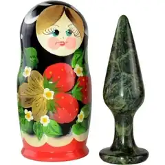  Анальная втулка из змеевика в футляре-матрёшке 11 см 