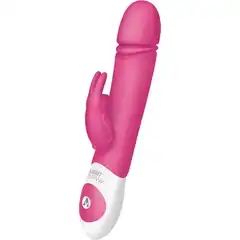  Розовый вибратор с функцией толкания Thrusting Rabbit 
