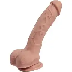  Силиконовый фаллоимитатор с мошонкой на присоске REAL Man Basic Standart 