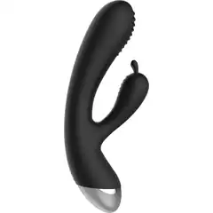  Чёрный вибратор E-Stimulation Rabbit Vibrator с электростимуляцией 19 см 