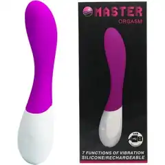  Лиловый перезаряжаемый вибратор Master Orgasm 20 см 