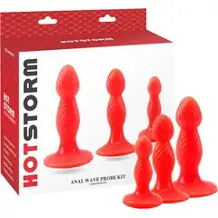  Набор из 3 красных анальных стимуляторов различного размера Anal Wave Probe Kit 