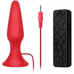  Красная анальная вибропробка с пультом управления MENZSTUFF 5INCH SLIM INTRUDER BUTT PLUG 13 см 