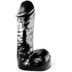  Чёрный фаллоимитатор All Black с мошонкой 24,5 см 
