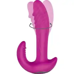  Розовый вибратор-ротатор с дополнительным отростком NAGHI NO.22 RECHARGEABLE DUO VIBRATOR 