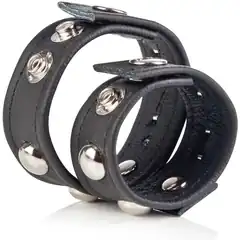  Черная кожаная утяжка на пенис и мошонку COLT Leather Strap Domed With Ball Strap 