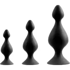  Набор из 3 чёрных анальных силиконовых втулок MENZSTUFF 3-PIECE ANAL PAWN SET 