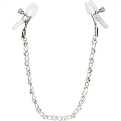  Зажимы на соски с серебристой цепочкой и кристаллами Crystal Chain Nipple Clamps 
