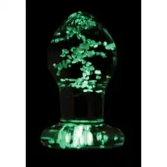  Прозрачная, светящаяся в темноте анальная пробка Glass Plug Small 6,3 см 