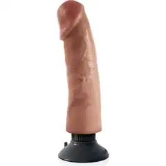  Большой реалистичный вибромассажер-мулат на присоске 9 Vibrating Cock 24,8 см 