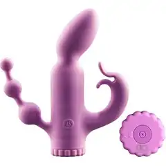  Фиолетовый вибратор с отростками TRIBRATOR 6INCH RECHARGE VIBE 14 см 