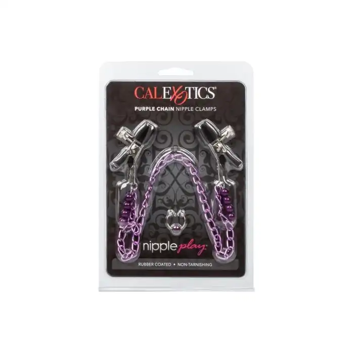 Фиолетовая цепь с зажимами на соски Purple Chain Nipple Clamps - Nipple Play. Фотография 2.