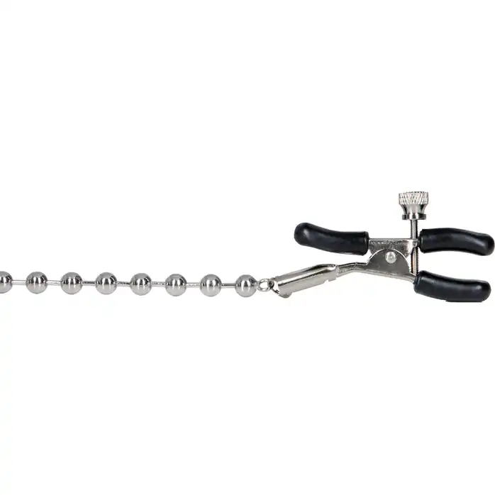 Цепь с зажимами для сосков Silver Beaded Nipple Clamps - Nipple Play. Фотография 3.