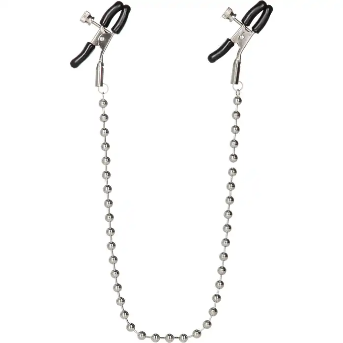 Цепь с зажимами для сосков Silver Beaded Nipple Clamps - Nipple Play