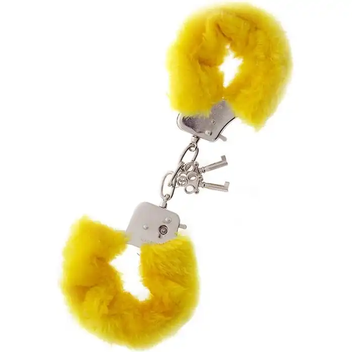 Желтые меховые наручники METAL HANDCUFF WITH PLUSH YELLOW