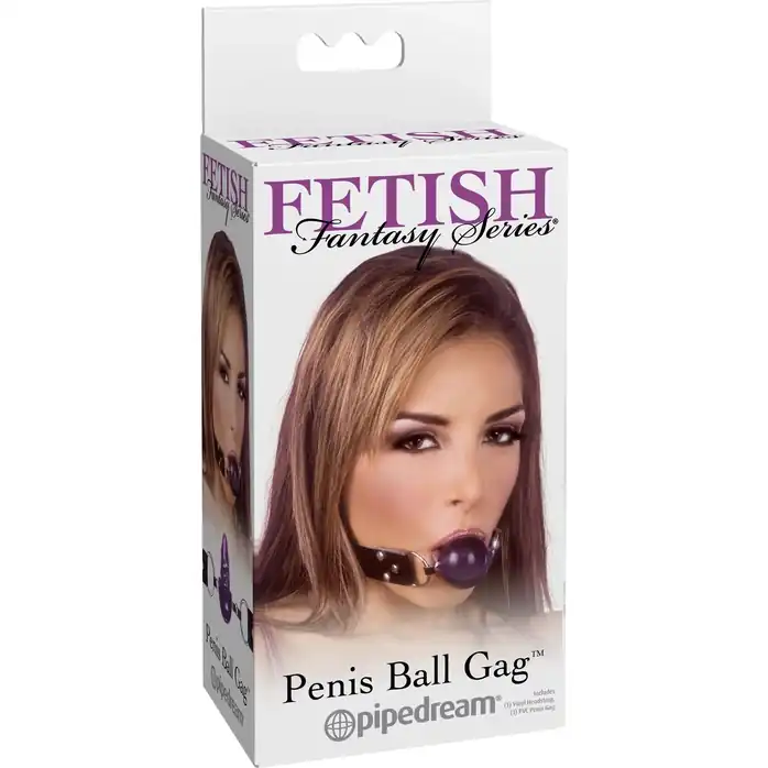 Фиолетовый гелевый кляп-фаллос Penis Ball Gag - Fetish Fantasy Series. Фотография 5.