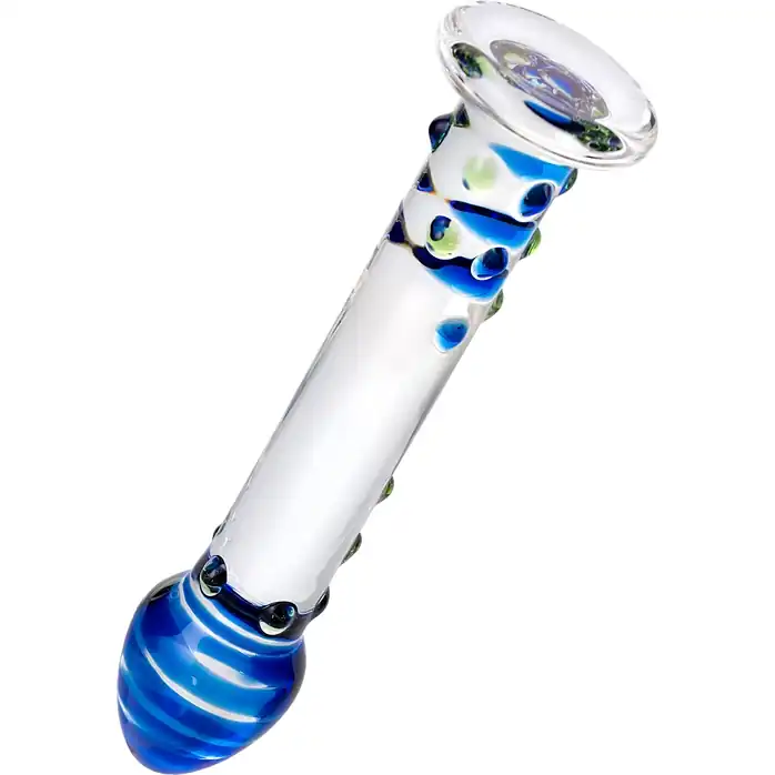 Стеклянный фаллос с цветными бусинами - 18 см - Sexus Glass. Фотография 4.