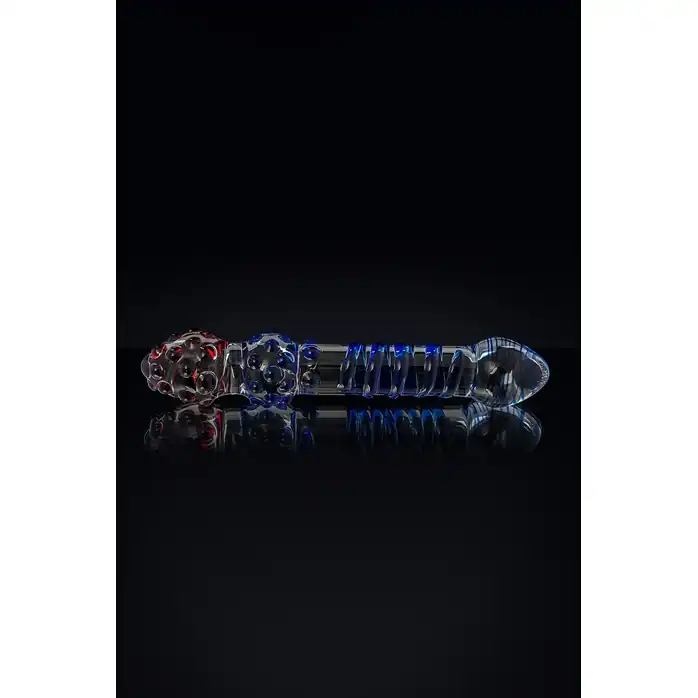 Двусторонний стеклянный фаллос со спиралью и шишечками - 20,5 см - Sexus Glass. Фотография 12.