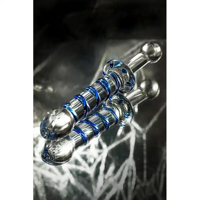 Двусторонний стеклянный фаллоимитатор - 22,5 см - Sexus Glass. Фотография 9.