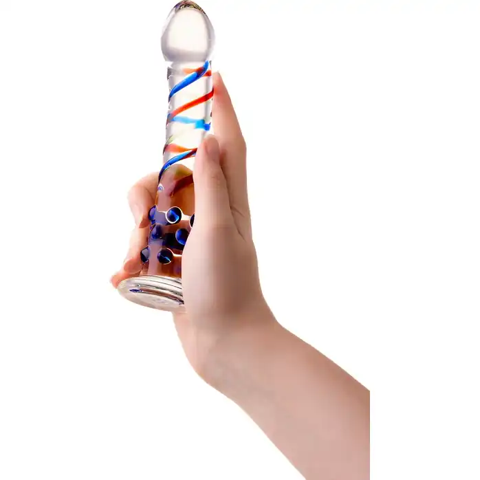 Стеклянный фаллос с различным рельефом - 18 см - Sexus Glass. Фотография 3.