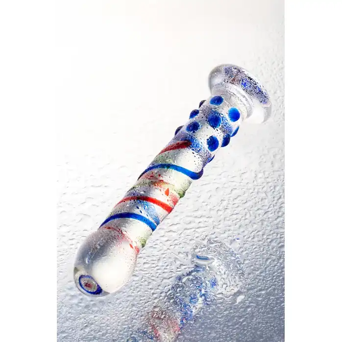 Стеклянный фаллос с различным рельефом - 18 см - Sexus Glass. Фотография 8.