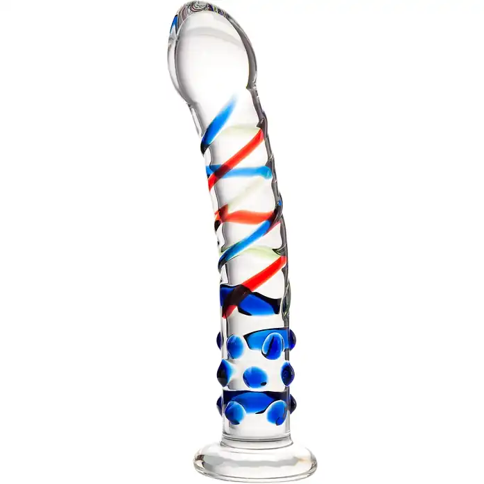 Стеклянный фаллос с различным рельефом - 18 см - Sexus Glass