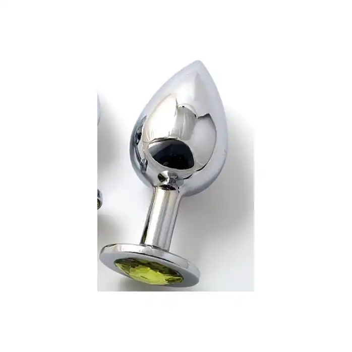 Анальная пробка BUTT PLUG Large с желтым кристаллом - 9,5 см. Фотография 2.