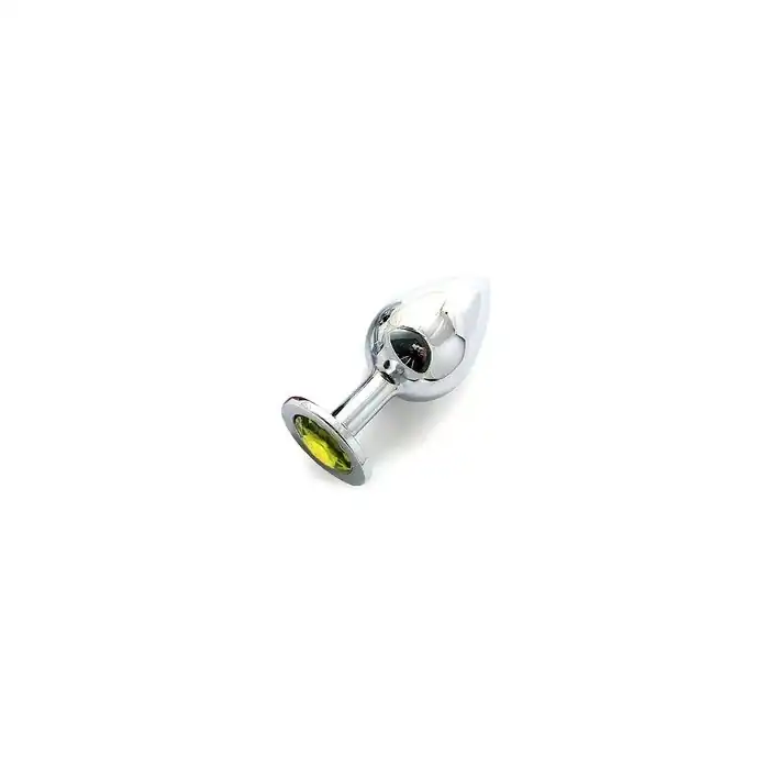 Анальная пробка BUTT PLUG Large с желтым кристаллом - 9,5 см