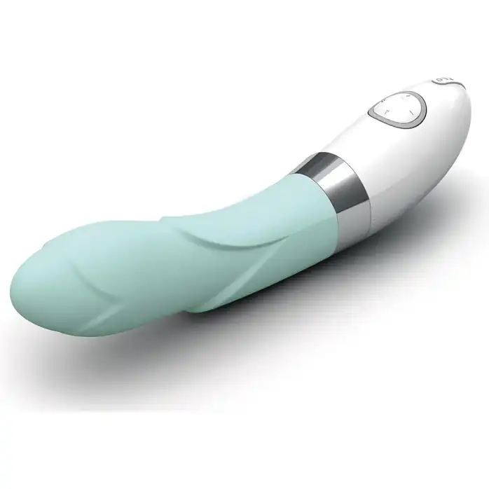 Голубой вибратор с лепестками на тельце Iris Blue - 22 см