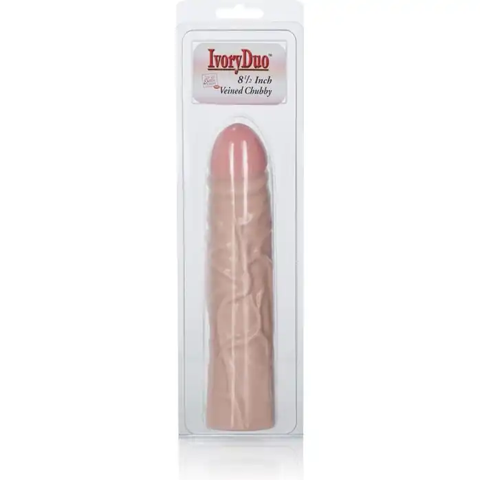 Телесный фаллоимитатор с рельефом Veined Dongs - 21 см - IvoryDuo. Фотография 2.