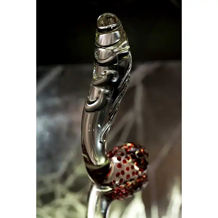 Загнутый фаллос с выпуклыми точками - 17,5 см - Sexus Glass. Фотография 11.