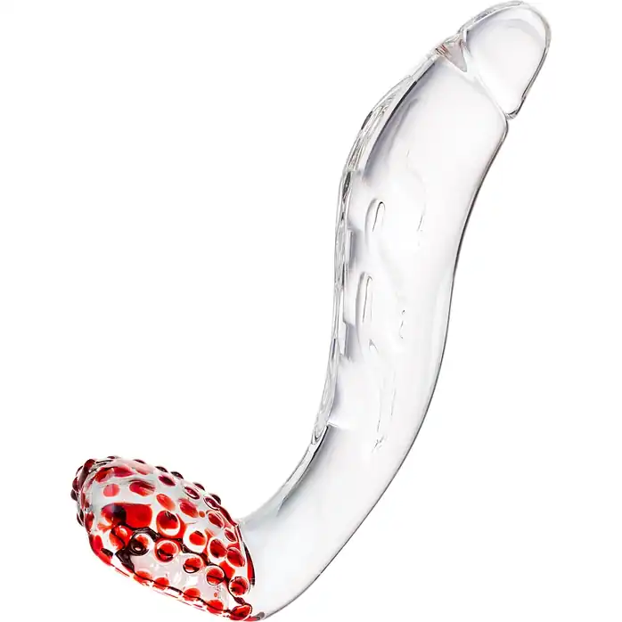 Загнутый фаллос с выпуклыми точками - 17,5 см - Sexus Glass. Фотография 5.