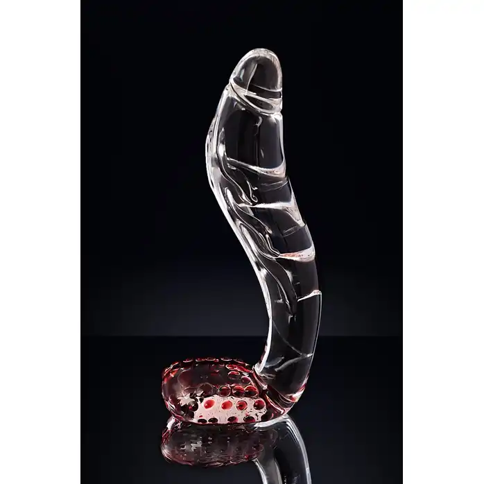 Загнутый фаллос с выпуклыми точками - 17,5 см - Sexus Glass. Фотография 9.