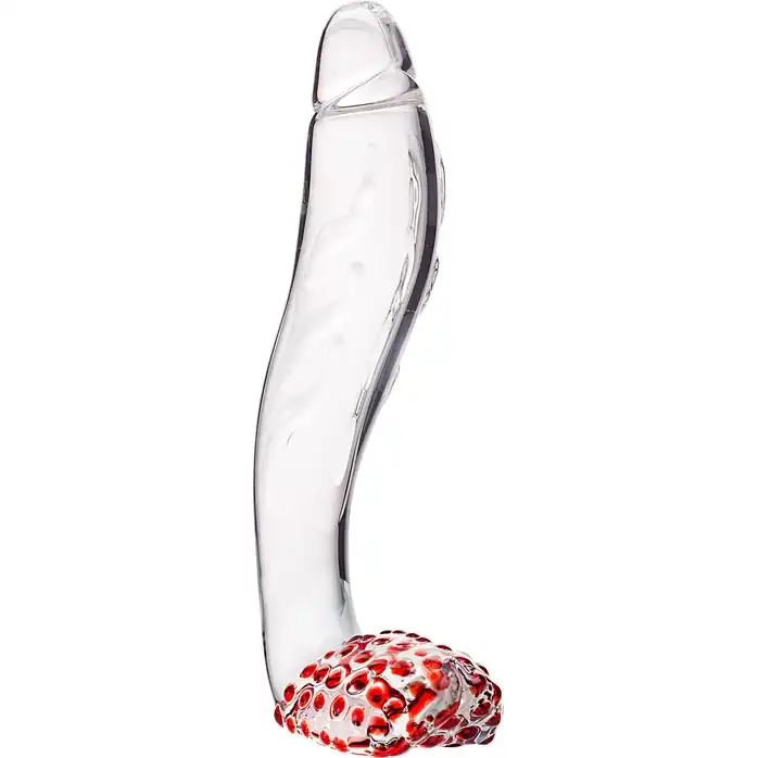 Загнутый фаллос с выпуклыми точками - 17,5 см - Sexus Glass