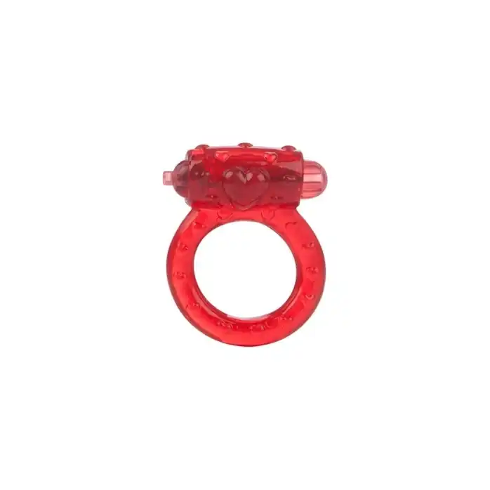 Красное эрекционное кольцо на пенис с вибрацией LOVE STUFF - Couples Enhancers