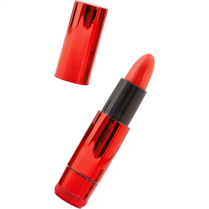 Красный вибратор в виде помады - 9 см - Black Red