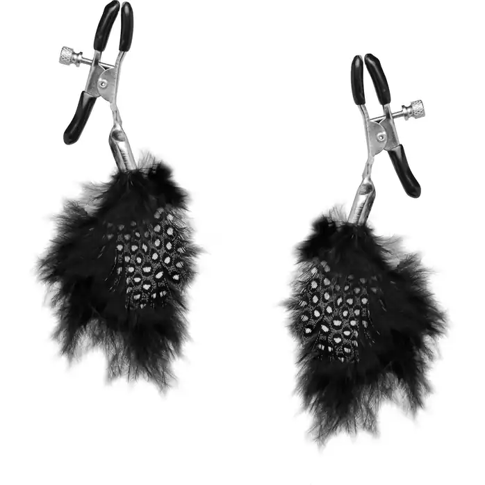 Металлические зажимы для сосков с пёрышками Feather Nipple Clamps - Fetish Fantasy Series