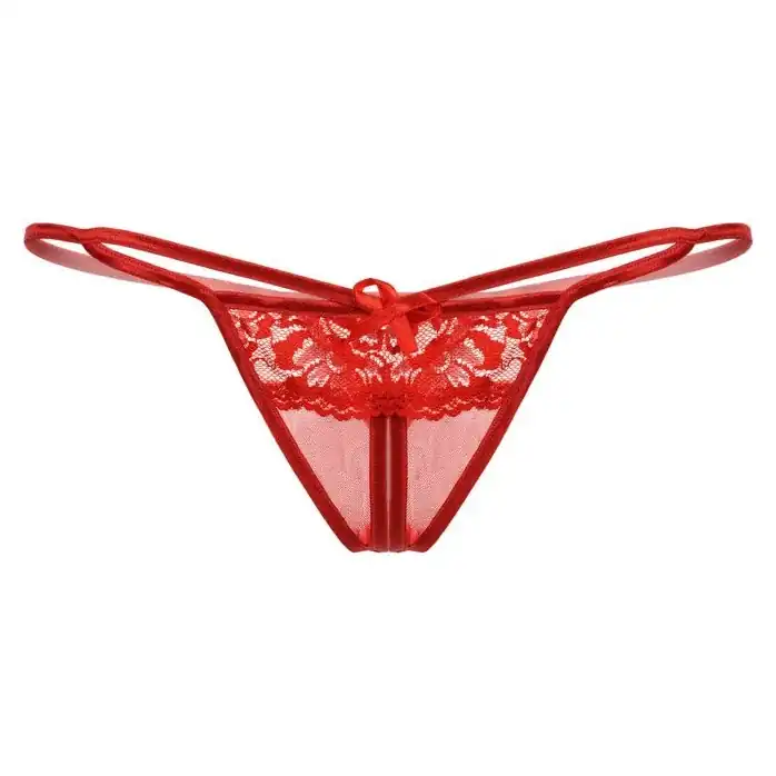 Ажурные трусики-стринг с разрезом - Pants Thongs. Фотография 3.