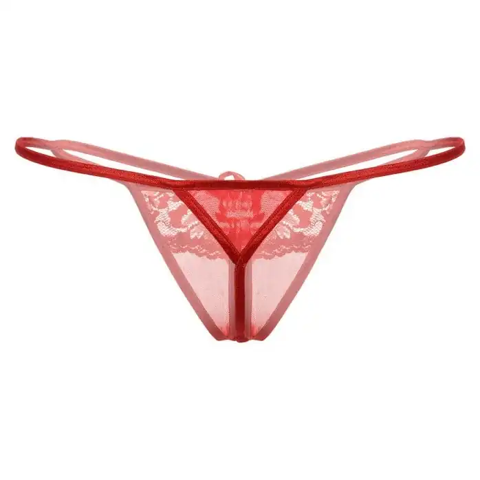 Ажурные трусики-стринг с разрезом - Pants Thongs. Фотография 4.