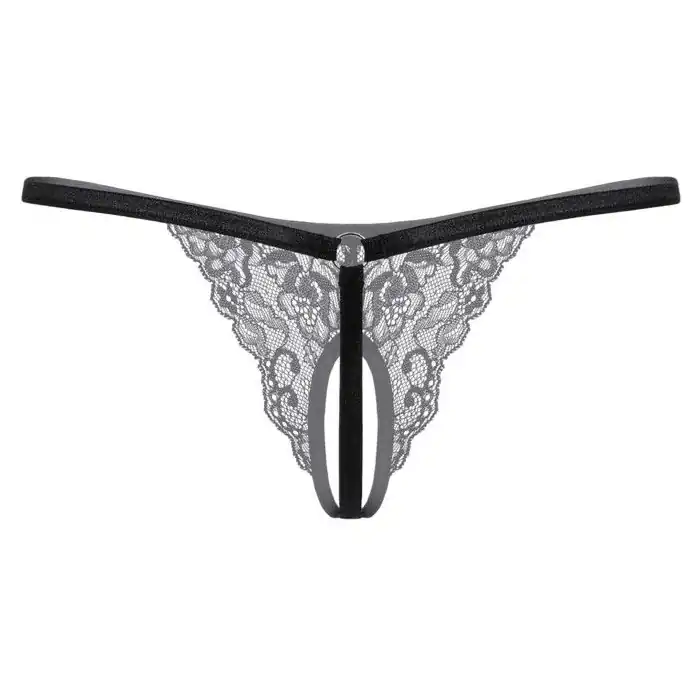 Кружевные трусики-стринг с разрезиком - Pants Thongs. Фотография 6.