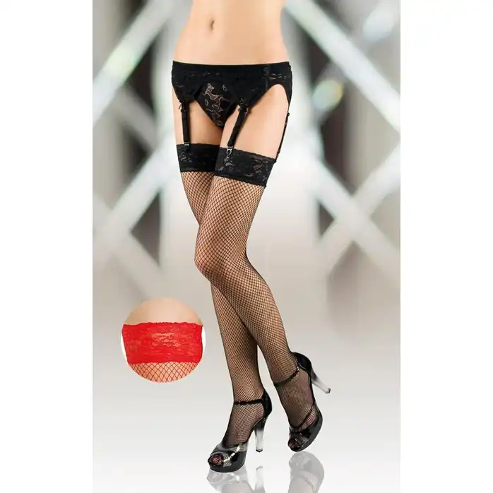 Чулки в сетку с кружевной резинкой средней высоты - Hosiery. Фотография 3.