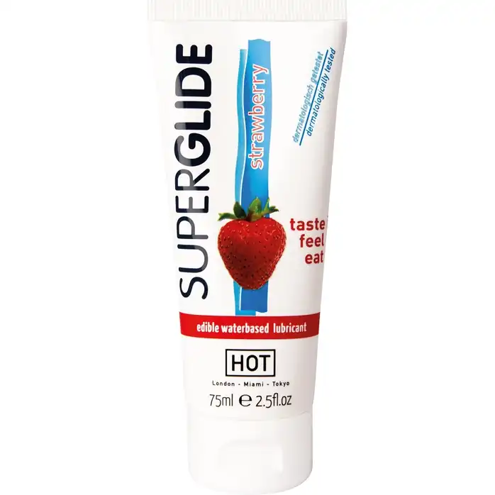 Гель на водной основе с ароматом клубники Superglide Strawberry - 75 мл