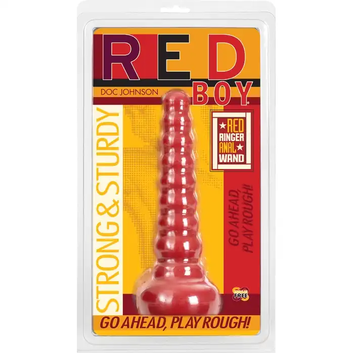 Ребристая анальная втулка Red Boy Anal Wand Butt Plug - 21,3 см - Red Boy. Фотография 2.