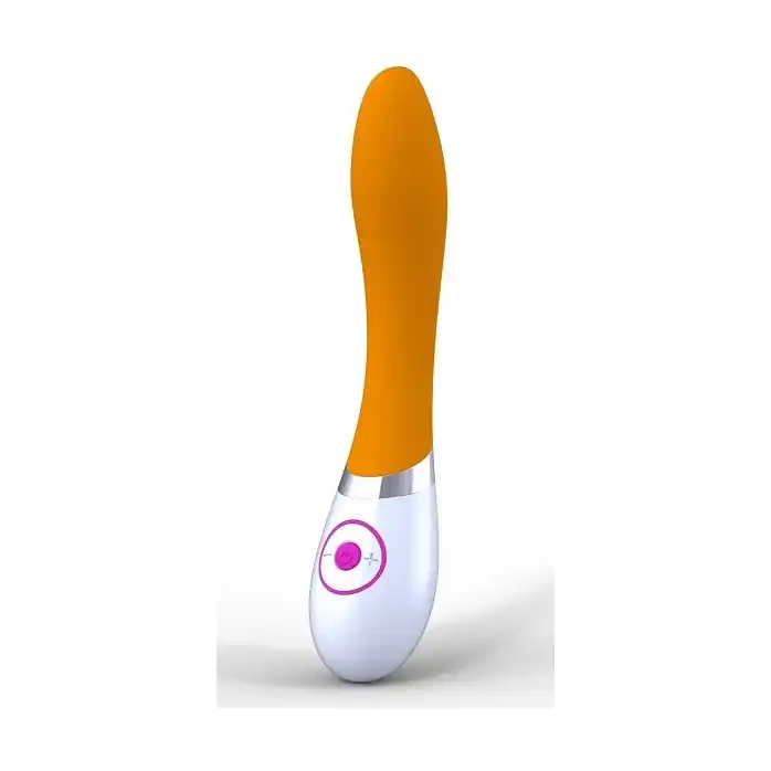 Оранжево-белый вибратор Rabbit для стимуляции G-зоны